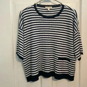 Eileen Fisher black/white stripe 100% organic linen womens shirt - Xxs